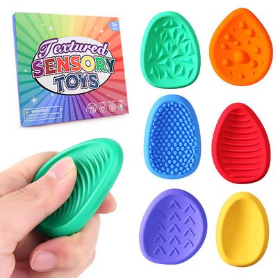6 STuks Zorgsteen Fidget Speelgoed voor Kind Gestructureerde Zachte Zorgsteen voor Autistisch Kind Kalmerend Stress Speelgoed voor Student Volwassene Angstverlichting
