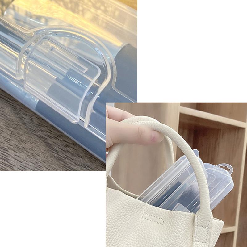 1Pc Rectangle Plastic Transparent Storage Box Nail Rhinestone Brush Case