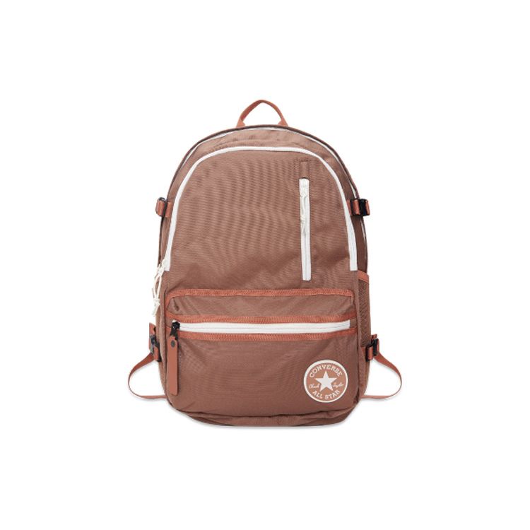 Converse Straight Edge Large Capacity Zipper Polyester Backpack Unisex Backpack Brown 10023003-A03 Brown
