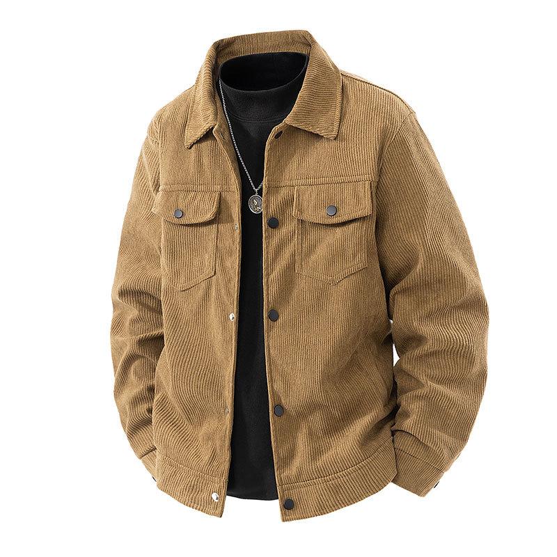 Cordjacke für Herren im Frühling und Herbst Neue trendige Arbeitskleidung Revers Freizeitjacke Top Modische und vielseitige Herrenbekleidung