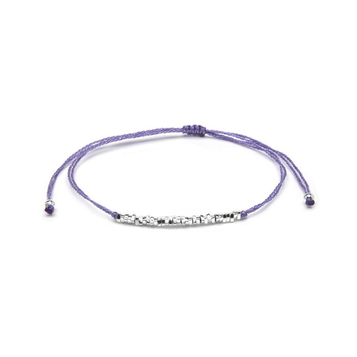 Bracelet - LUXENTER - Limley - Coton violet - Finition argent sterling 925 - Femme