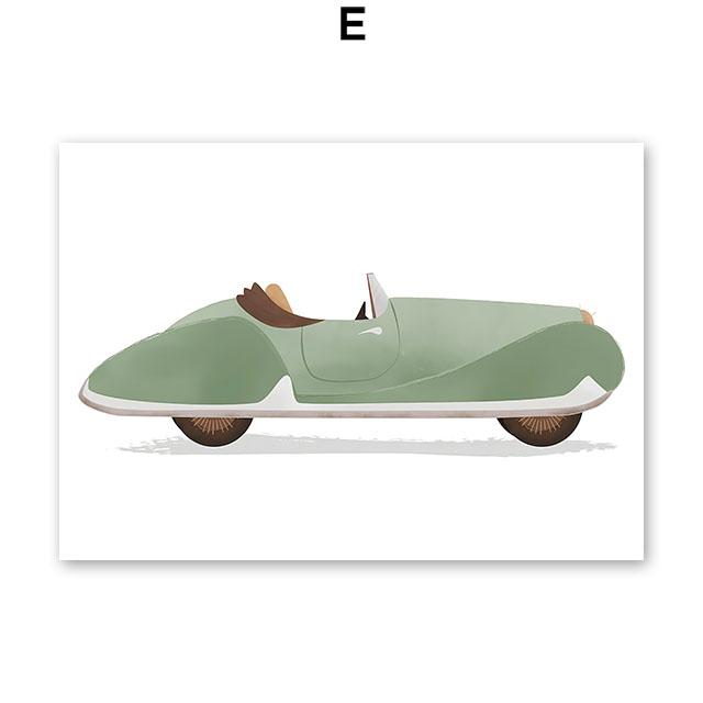 Sailboat Rocket Hot Air Balloon Plane Train Car Wall Art Nordic Posters Painting Cartoon Pictures Kids Room Decor Canvas Prints