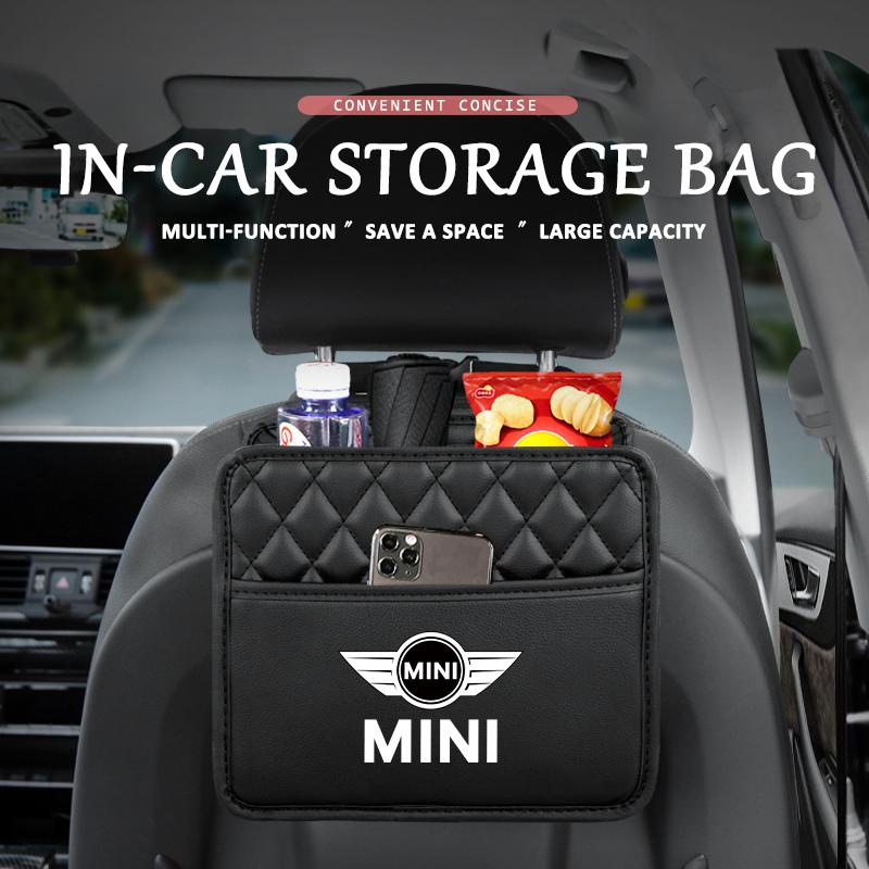 Leather Car Seat Storage Bag Garbage Box Hanging Case Organizing Tools For Mini Cooper One JCW F54 F55 F56 F57 F60 R50 R52 R55