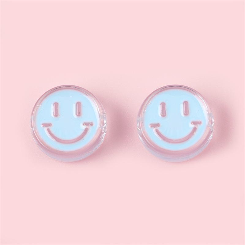 Dripping Oil Transparent Smiley Face Acrylic Beads for DIY Jewelry Accessories