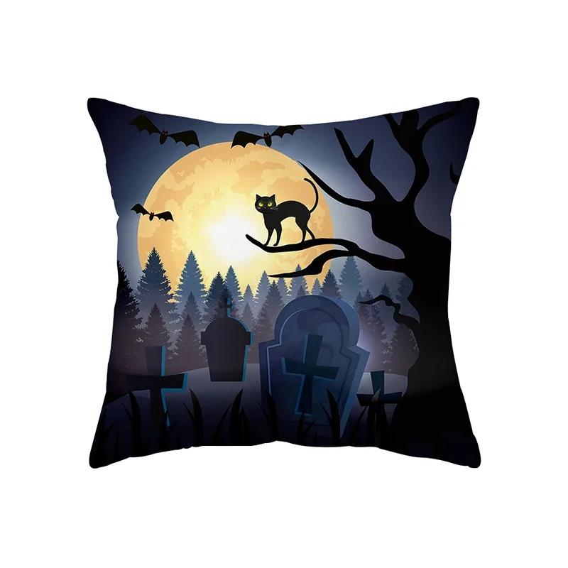 Horror Halloween Theme Pumpkin Print Pattern Cushion Cover Home Living Room Sofa Decoration Square Pillow