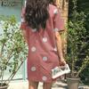 ZANZEA Women Korean Casual Vacation Short Sleeve Polka Dot H-line Dress