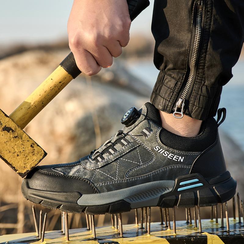 Rotating button Men's Sports Shoes Protection Boots Safety Shoes Men Work Sneakers Steel toe shoes Puncture-Proof Work Shoes