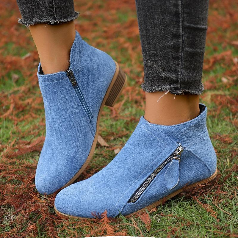 Women's Fall/Winter New Pointed Block Heel Side Zip Large Size Doc Martens
