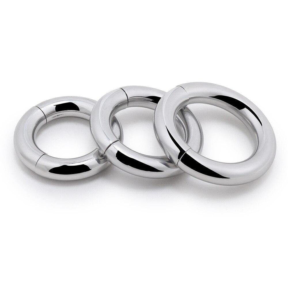 304 Stainless Steel Heavy Duty Male Magnetic Ball Scrotum Stretcher Penis Lock Ring BDSM Sex Toy for Man