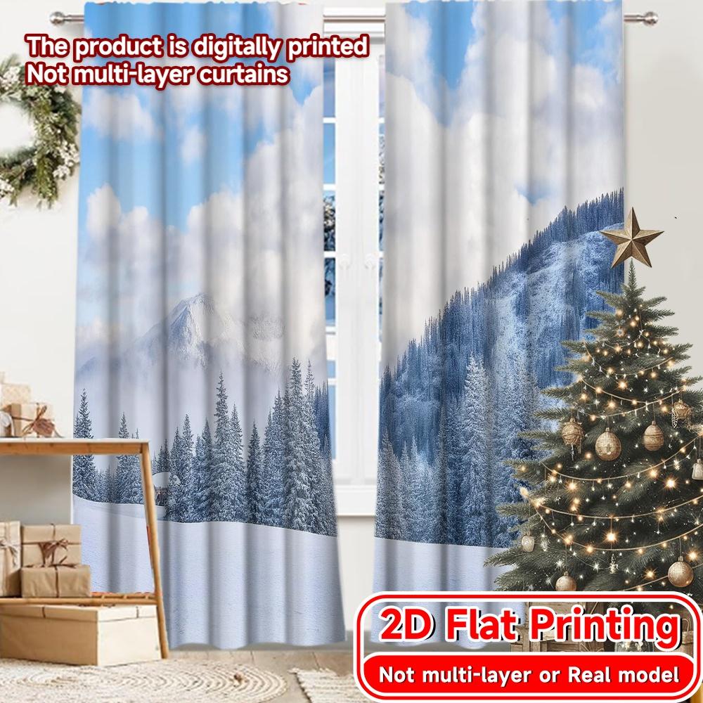 

2 шт., Шторы с плоской 2D-печатью (Без Рода) Снежная Панорама Популярные Шторы и Драпировки Фестиваль Универсальные Тканевые Шторы Дом 52.50 × 116.00 cm 2 pcs