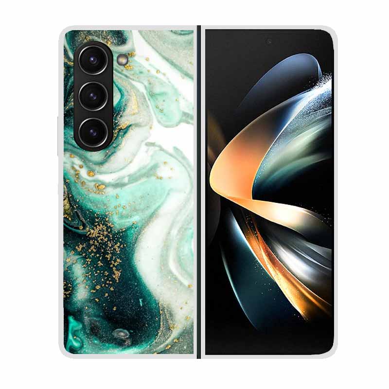 For Samsung Galaxy Z Fold 5 ZFold5 Cases Marble Transparent Shockproof Protection Hard Back Cover For Samsung Z Fold 5 5G Cases