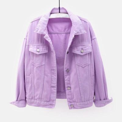 Spring Color Denim Jacket Women's Short Korean Loose Long Sleeve Jacket Student Top