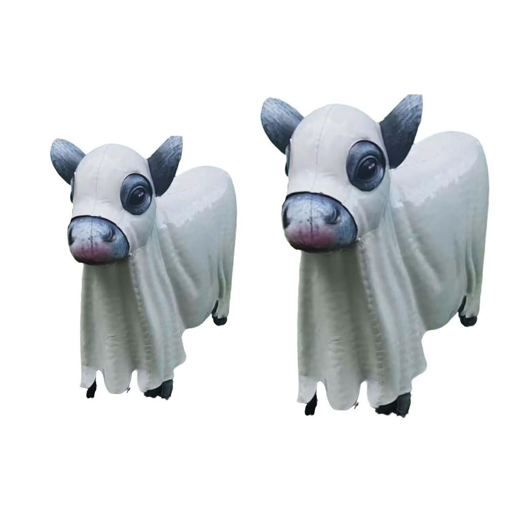 Halloween Ghost Figurines Centerpieces Spooky Resin Cow Ghost Statue Garden Decor Halloween Decorations for Porch Lawn