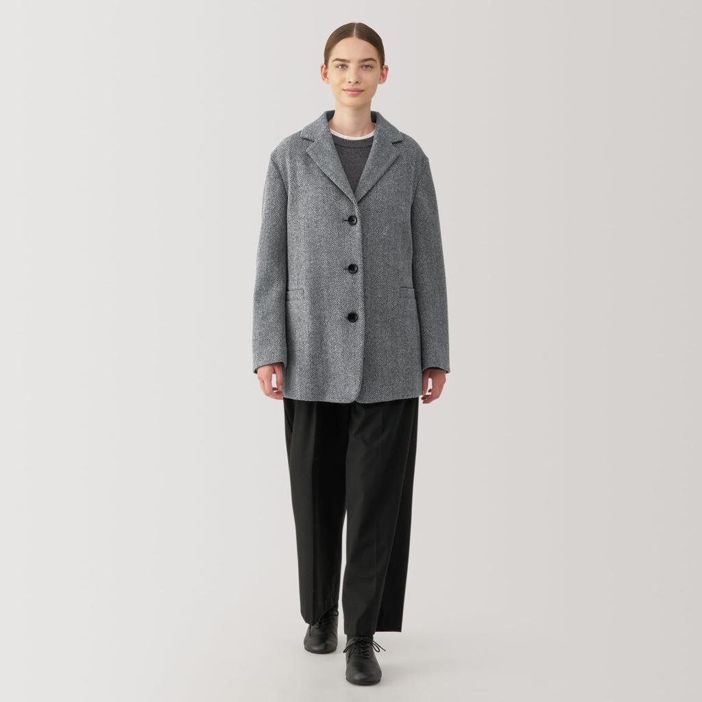MUJI Recycled Wool Blend Jacket Size BD0ZGA4A Women's Coat, Gray, XL,