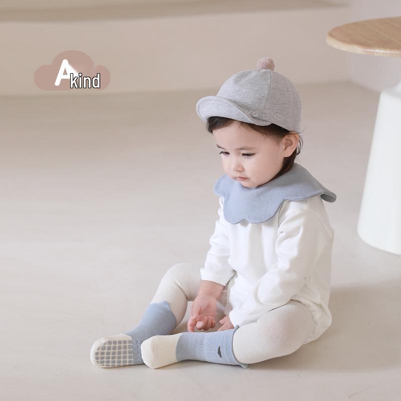 Anti-slip Insulating Infant Socks - Rubber Sole, Seamless Mid-calf Cotton for Learning to Walk