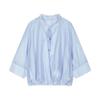 Less 2025 Summer Stand-Collar Seven-Sleeve Shirt