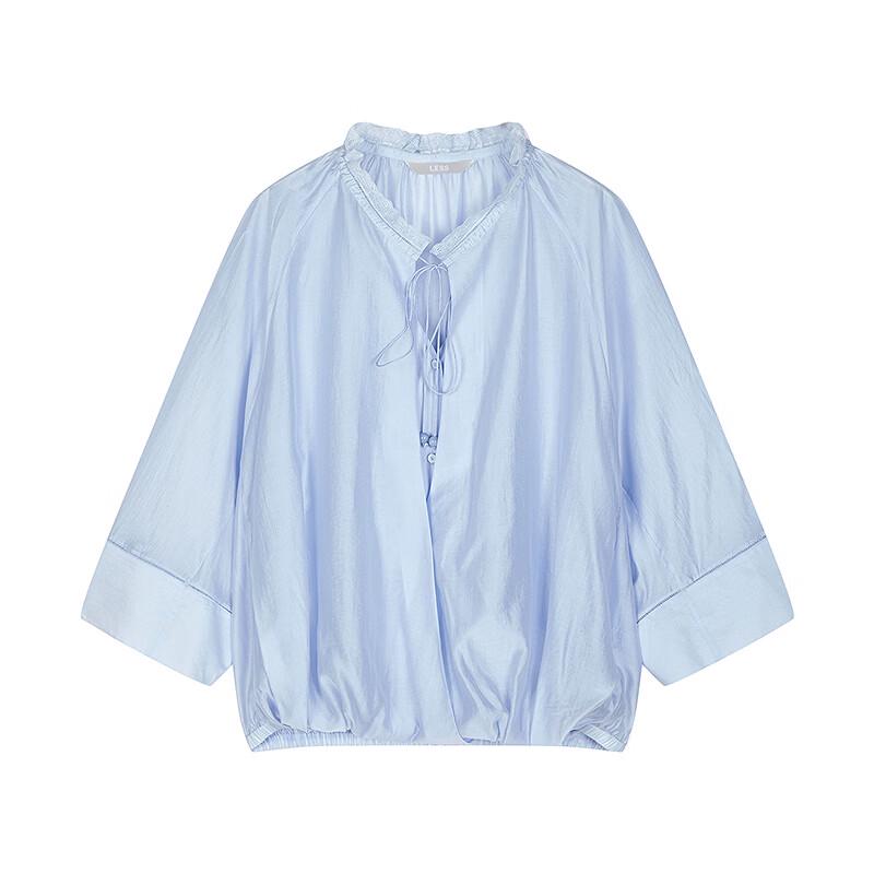 Less 2025 Summer Stand-Collar Seven-Sleeve Shirt