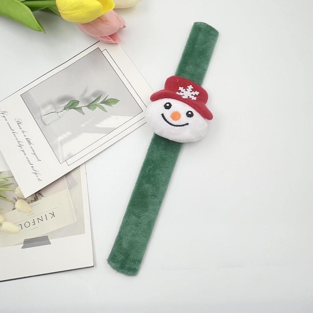 Christmas Plush Doll Snowman & Reindeer Slap Bracelet for Kids