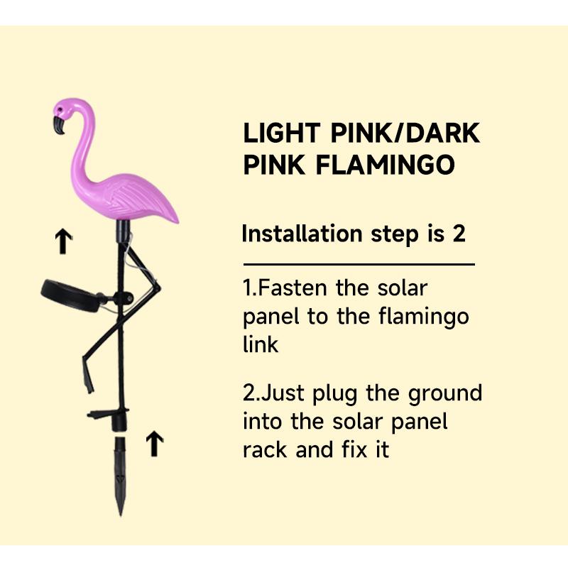 Group Solar Flamingo Light Purple Flamingo Garden Decoration Lamp LED Outdoor Waterproof Ground Lawn Light Patio Walkway Lamp