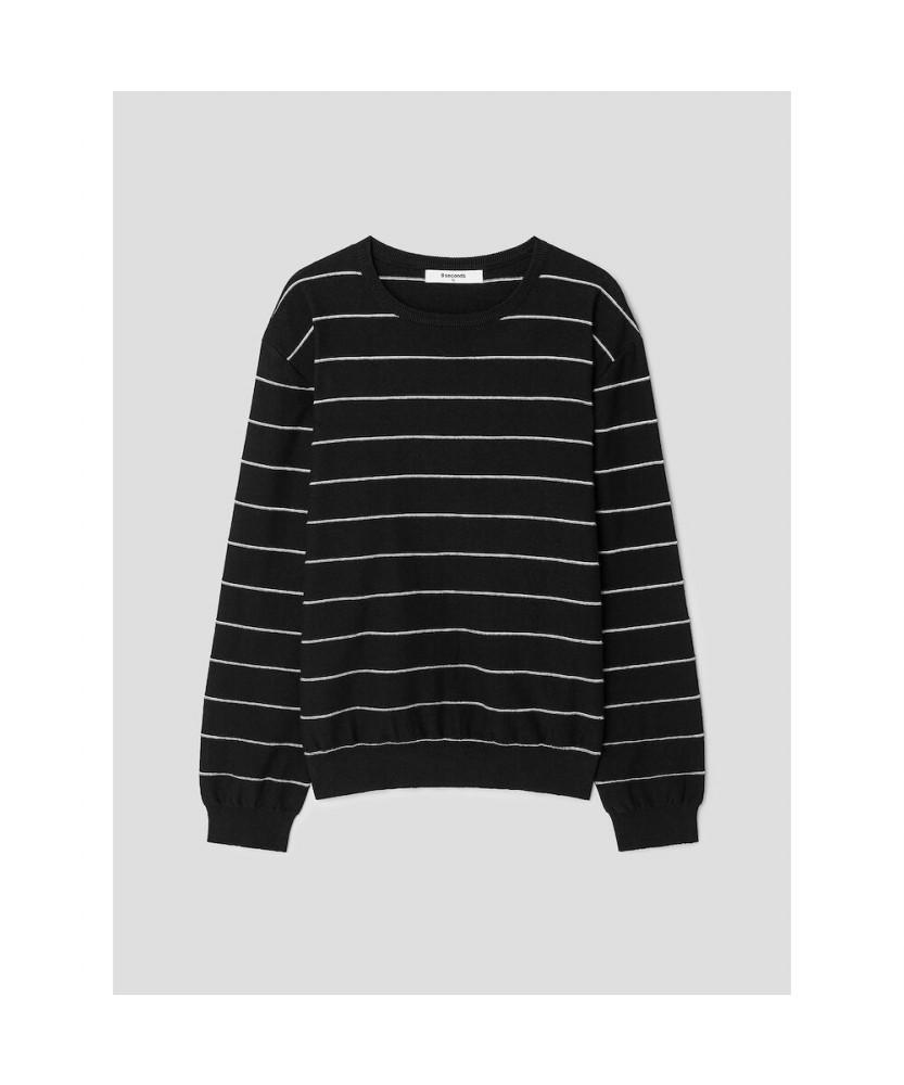 8SECONDS Striped Knit Pullover Black