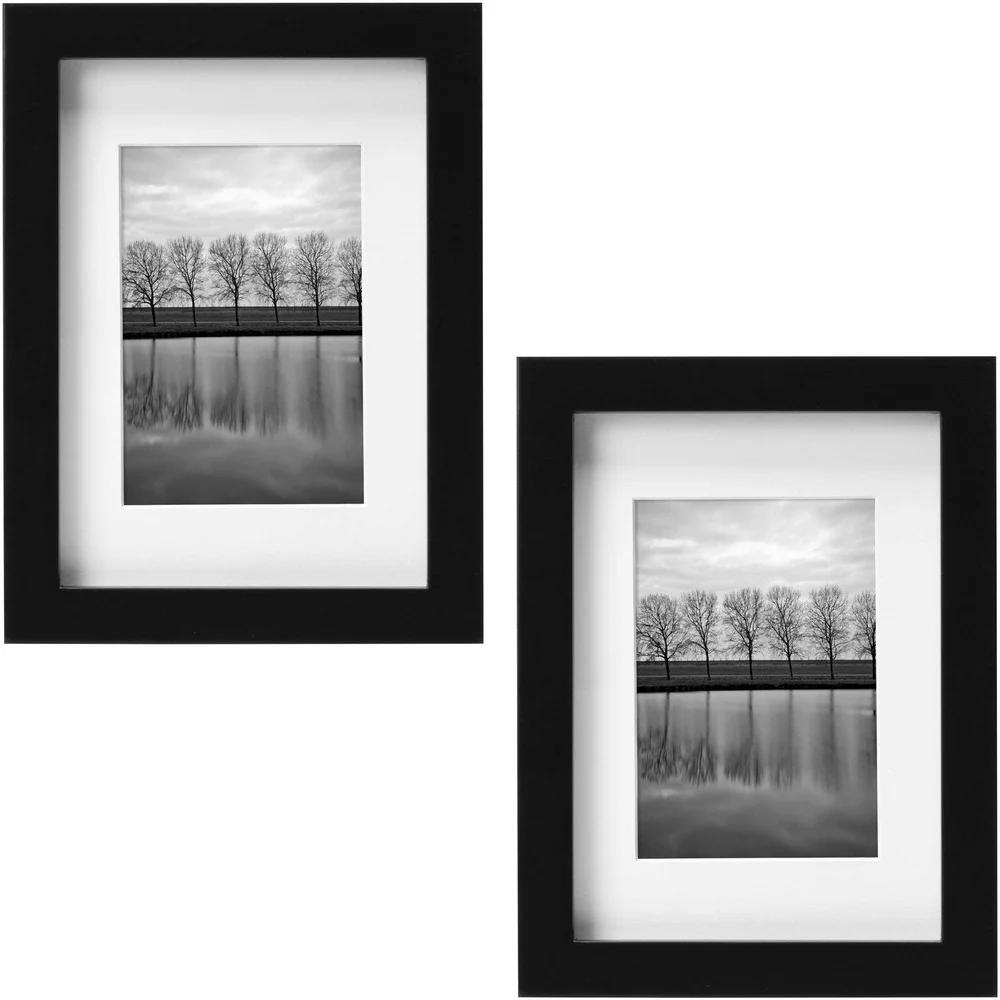 5x7 Picture Frame Set of 2 Tabletop or Wall Display Durable Wood Photo Frames Glass Included