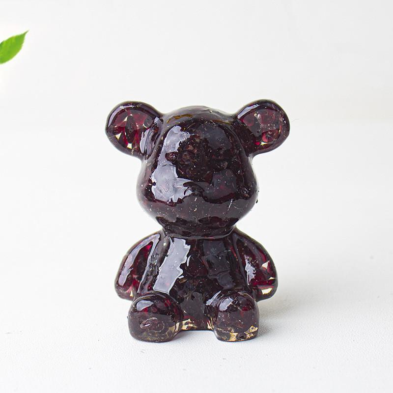 Crystal Resin Bear Sitting Figurine For Home Office Decor Gift For Friends