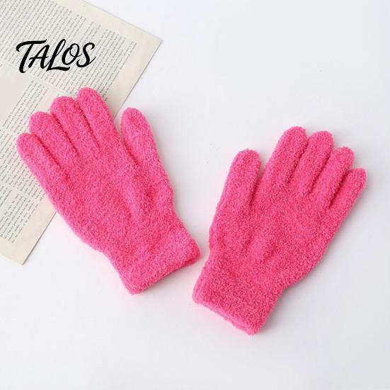 Anti Cold Windproof Mittens Winter Warm Coral Fleece Gloves for Women, Soft Five Finger Solid Color Accessories Gloves, Thermal Autumn Breathable Hand