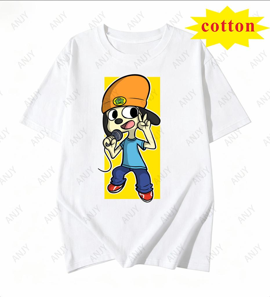 90s Rap Dog Parappa Print American Retro Loose Cotton Tshirt