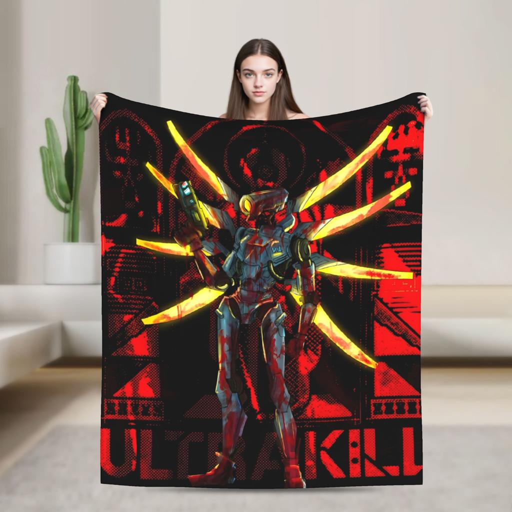 Ultrakill V1 V2 Shooting Game Blanket Coral Fleece Plush Autumn Winter Hell Is Full Multifunction Ultra-Soft Throw Blanket Home