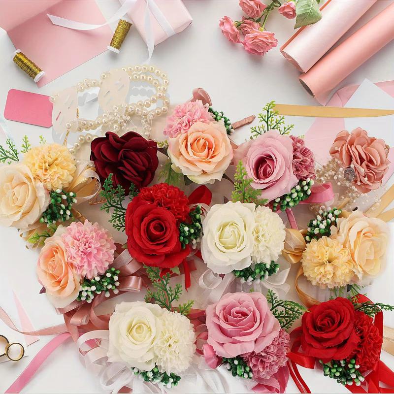 10 Stück Handgelenksblume Perle Kristall Korsage Brautjungfer Kinder Handblume Hochzeit Wunderschöne Braut Hochzeitsarmbänder Mädchen Schmuck