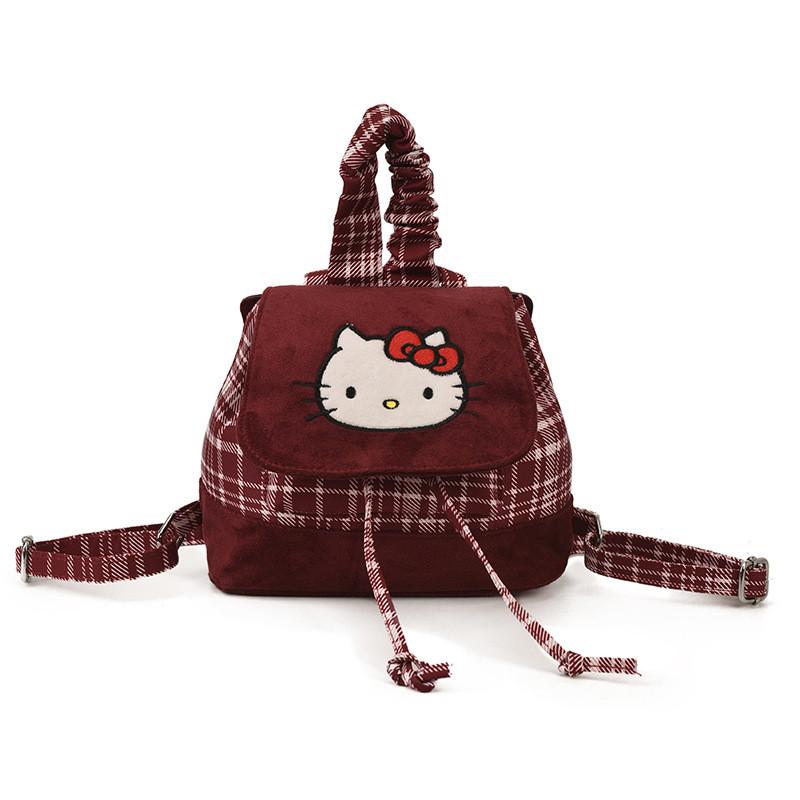 Hello Kitty Retro PU Doppel-Schulterrucksack für den täglichen Weg zur Arbeit und Reisen