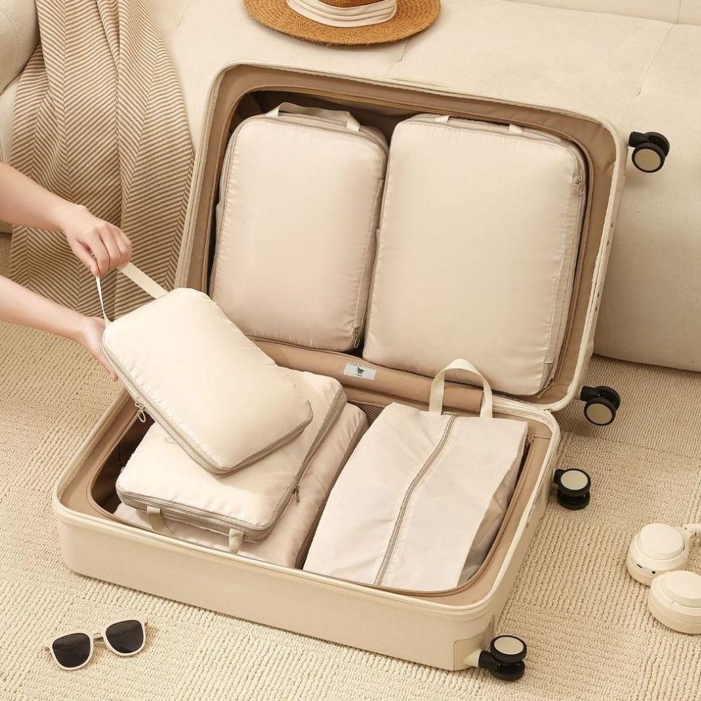 6Pcs/Set Washable Luggage Compression Bag Large Capacity Packing Cubes Set  Suitcase Packing