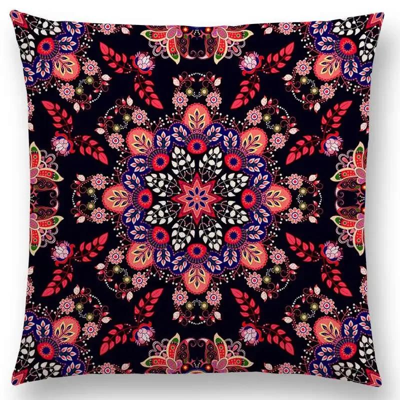 Newest African Animal Symbol Block Pillow Case Boho Geometric Floral Pattern Paisley Mandela Flowers Cushion Cover