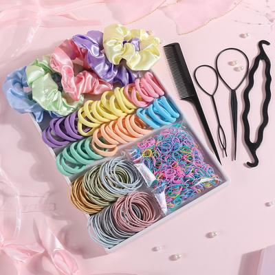1159-teiliges Damen-Haarschmuck-Set Mädchen Bunte Nylon-Haargummis Verschiedene Haarbander Zopfgummi Elastisches Haarband Haargummis