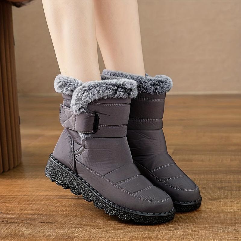 Wasserdichte Winterstiefel für Damen, neuer Kunstpelz, langer Plüsch-Schneestiefel, Plateaustiefeletten für Damen, warme Baumwoll-Paarschuhe