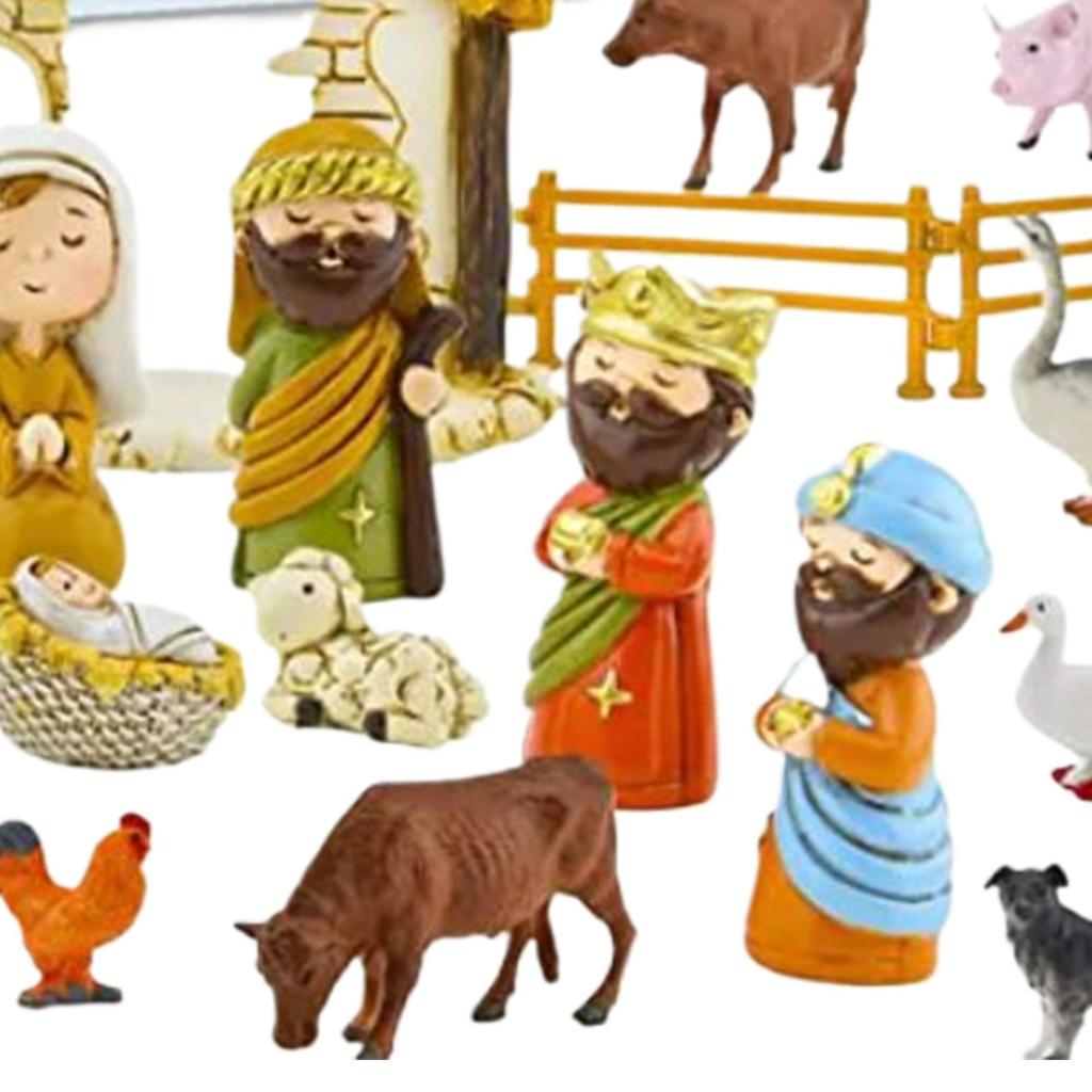 Christmas Countdown 2025 Advent Religious Nativity Small Figurines Christmas Calendar For Home Decor Living Room Church