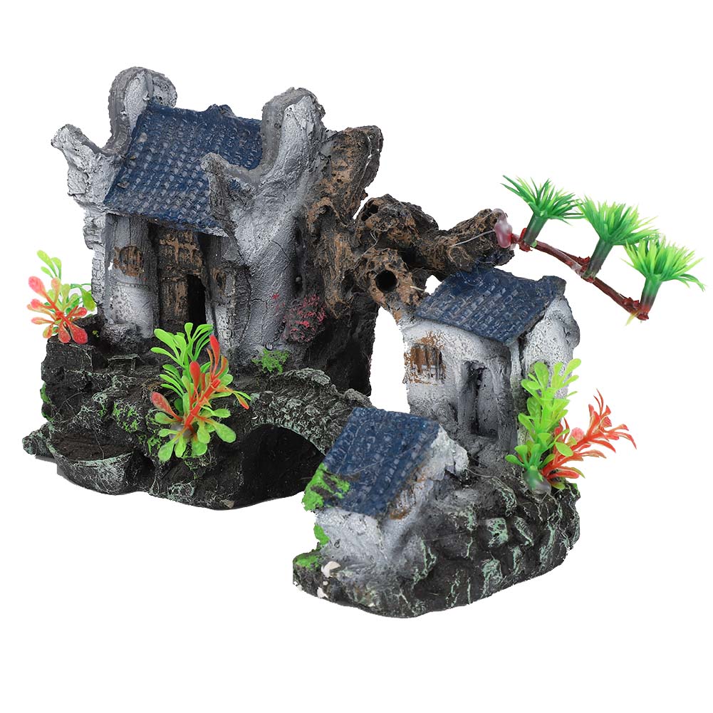 

Artificial Ancient Building Construction Hill Pine Tree Exquisite Landscape for Aquarium Fish Tank Decoration1