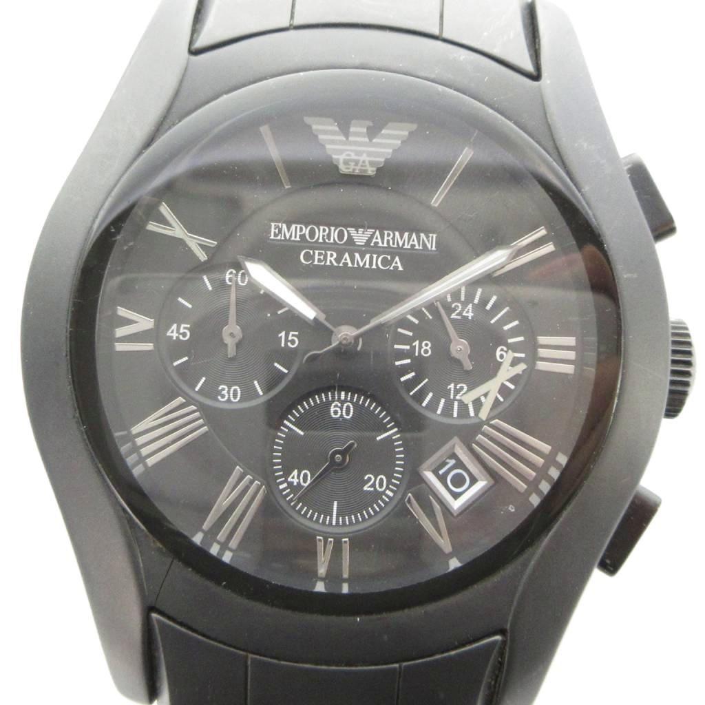 Used Emporio Armani EMPORIO ARMANI AR-1457 Watch Quartz Calendar Chronograph Black GY18 /MQ