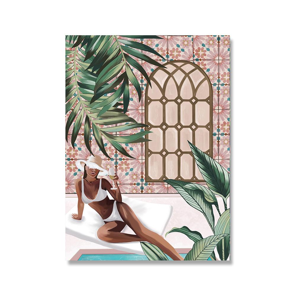 Morocco Travel Posters Botanical Canvas Painting Tropical Jungle Art Prints Beach Ocean Swim Wall Pictures For Living Room Decor
