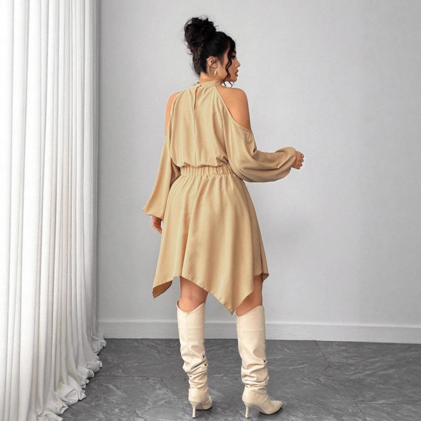 Long Sleeve Autumn Solid Color Dress