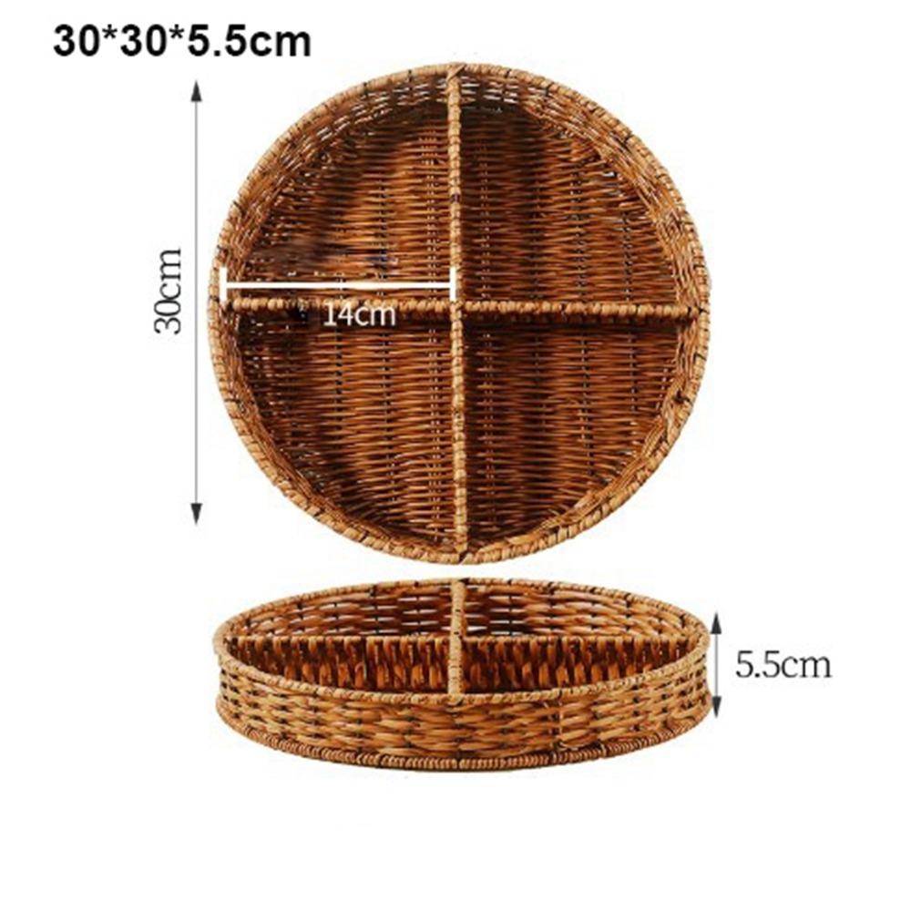 New Creative Imitation Vine Weaving Grid Basket Square Handmade Woven Rattan Snack Storage Tray 10 Styles Fruit Cake Platter