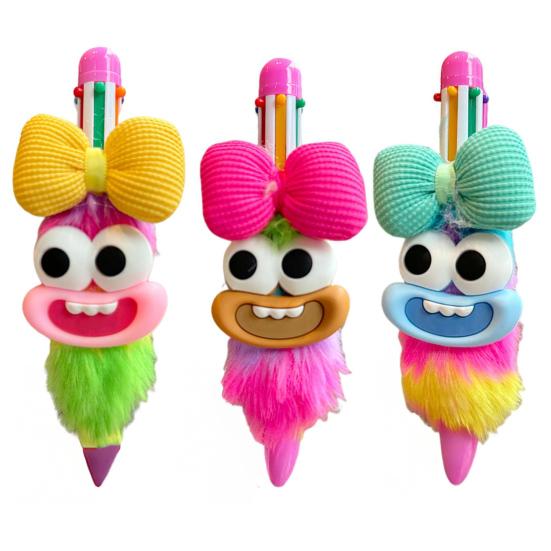 Cartoon Plush Ballpoint Pen Multi-Color Gel Pens for Students Journaling Cute Writing Tool for School Office Students