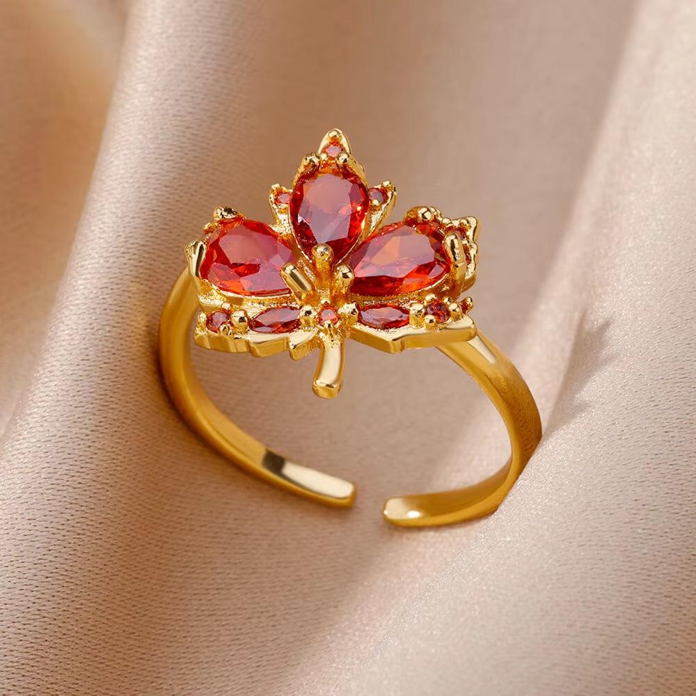 Fashionable Flower Ring, Copper Inlaid with Zircon and Full Diamond Ring, Ladies' Temperament Exquisite Jewelry