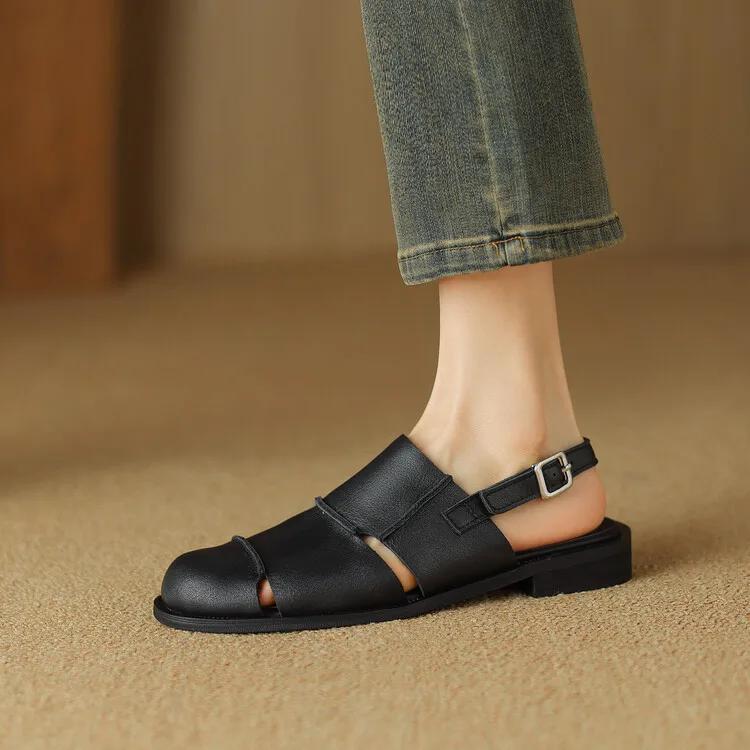 Fashion Classic Women Flats Sandals Designer Elegant Buckle Loafers Shoes Summer Slingback New Shoes Woman 2025 Trend Fad Zapatos Lady