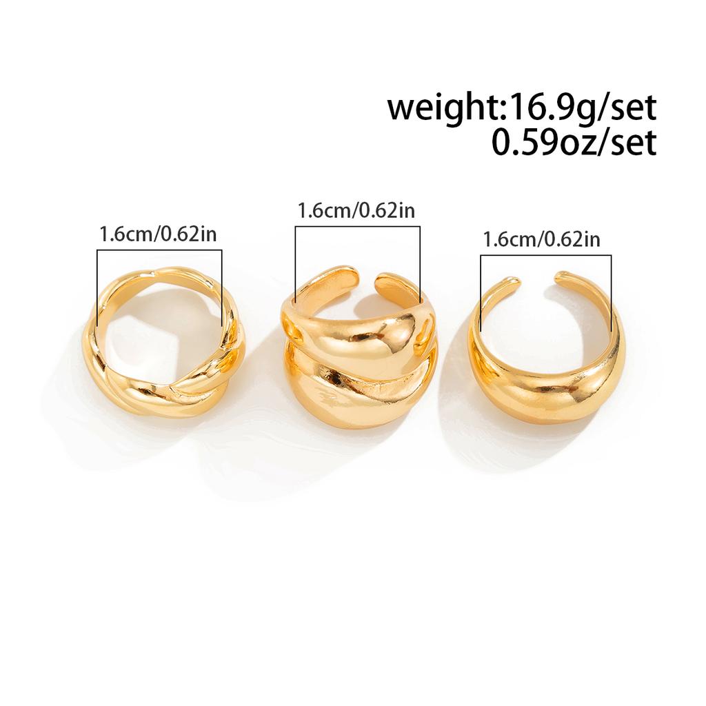 SHIXIN 3 Pcs Creative Geometric Gold Color Chunky Open Ring Set for Women Vintage Irregular Finger Ring Fashion Jewelry 2026 New