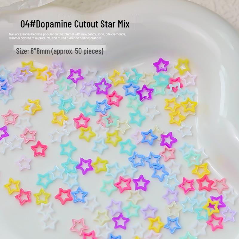 

Dopamine Star & Heart Nail Art Accessories - Colorful Peach Heart Design