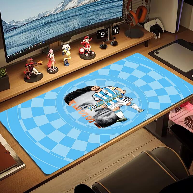 Messi Custom Name Large Size Mouse Pad Large Gaming Table Cushion Nonslip Laptop Tablet Big Mousepad Xxl Mat Mini Pc Playmat With Lock Edge Custom Nam