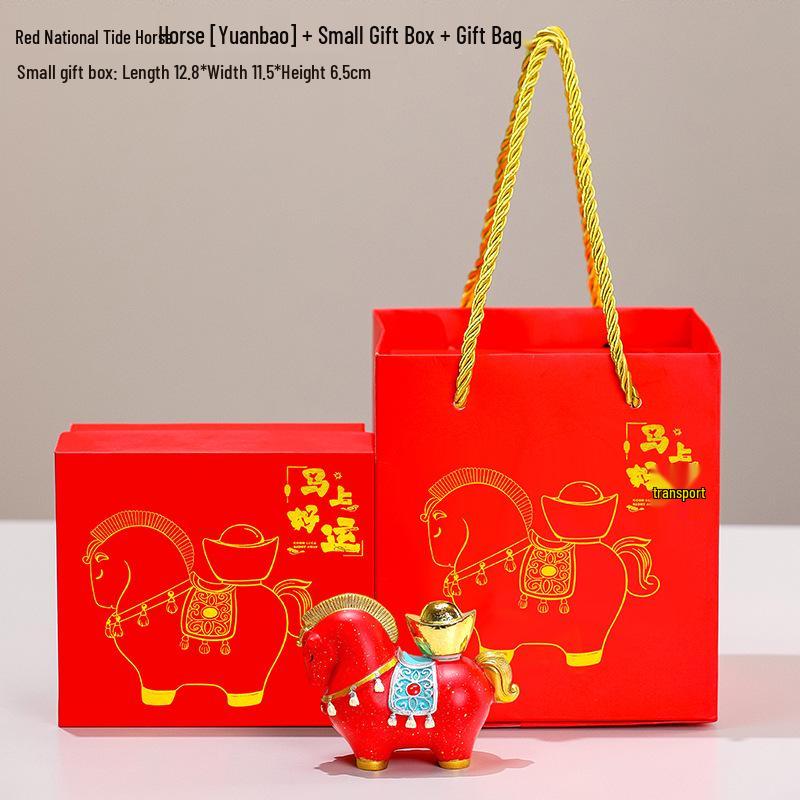 Creative Red Horse Mascot Figurine for Office or Living Room Decoration - Instantly Attracts Wealth