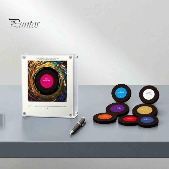 Home Kitchen Music Box Magnetic Refrigerator Player, NFC Enabled Vinyl Record Fridge Magnet, Acrylic Decorative Magnet with Light LED Light,