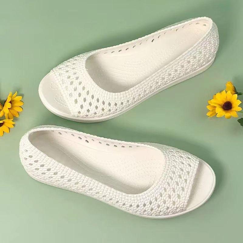 Damen Sommer Offene Zehen Ausgeschnitten Lässige Sandalen Weiche Sohle Rutschfest Atmungsaktiv Bedecken Fuß Flache Sohle Lässige Strandsandalen